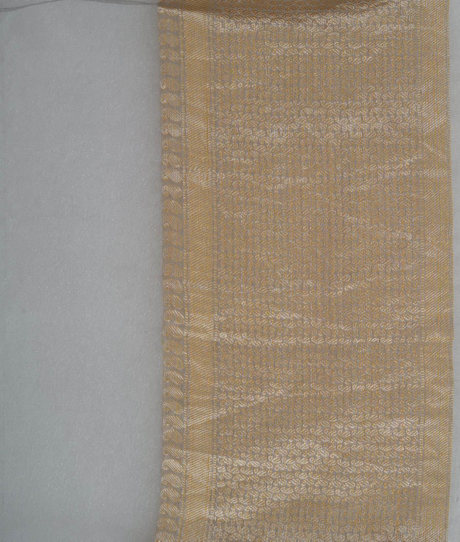 Grey Organza Saree Self Thread Embroidery Gold Zari - kaystore.in