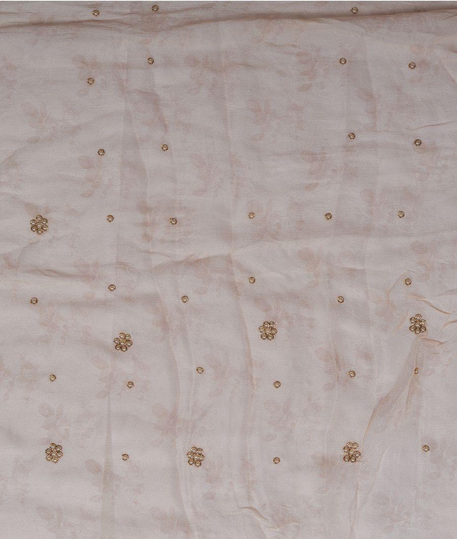 Peach Crêpe Saree Floral Print With Cutdana And Pearl Work - kaystore.in