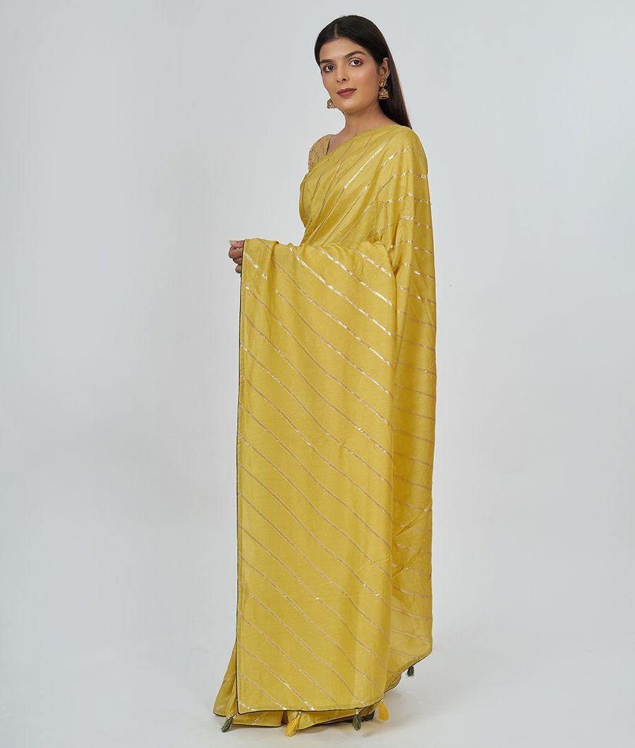 Yellow Silk Saree Zari Work - kaystore.in