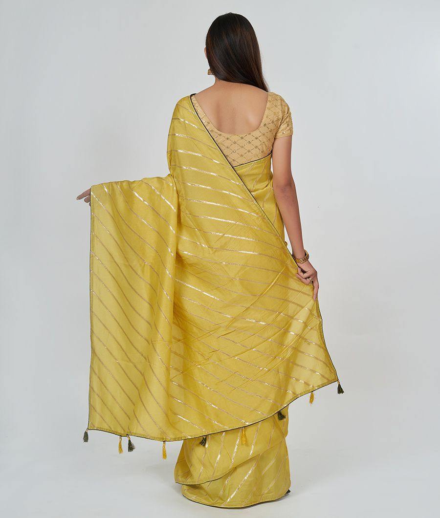 Yellow Silk Saree Zari Work - kaystore.in