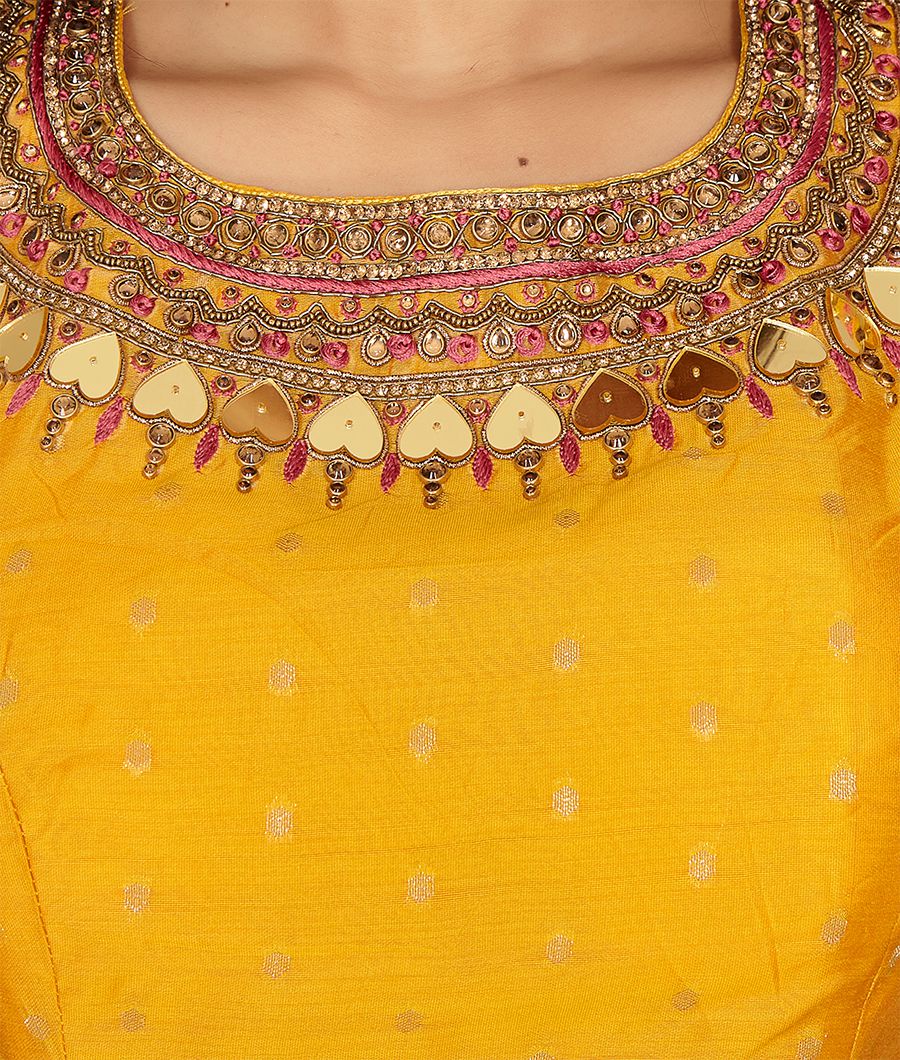 Yellow Chanderi Silk Cotton Salwar Kameez - kaystore.in
