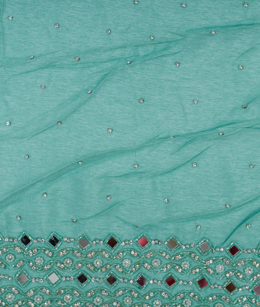 Muliti Colour Organza Saree Mirror With Pearl And Stone Work - kaystore.in