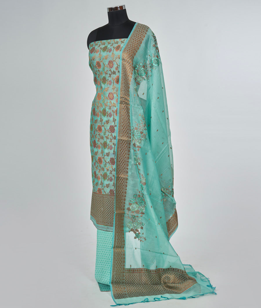 Sea Green Unstitched Salwar - kaystore.in