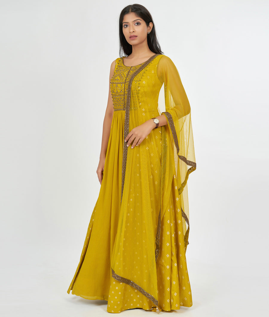 Yellow Georgette Salwar Kameez Anarkali - kaystore.in