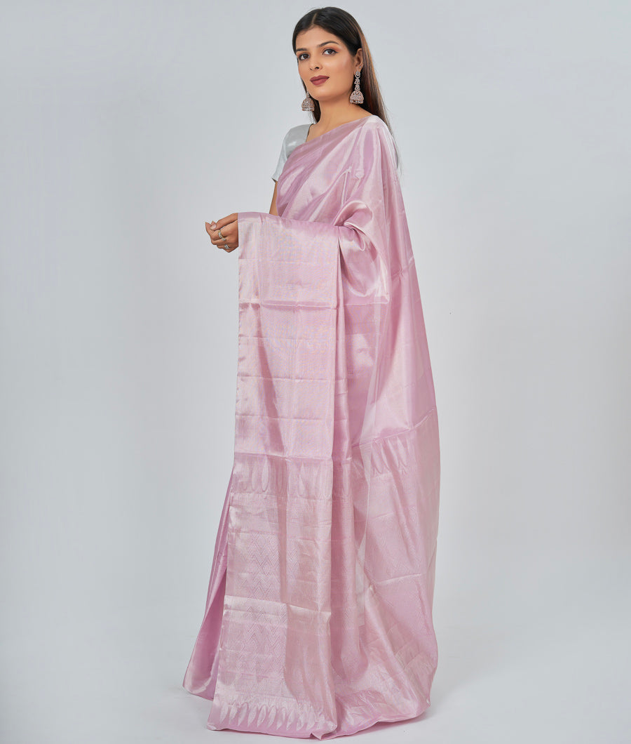 Lavender Soft Silk Saree Tissue Weaving Silver Zari - kaystore.in