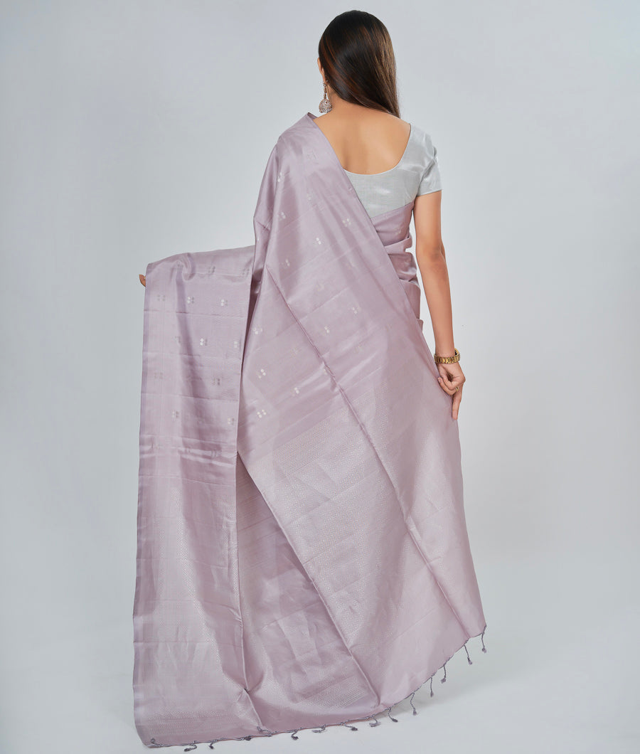 Lite Lavender Soft Silk Saree Silver Zari - kaystore.in