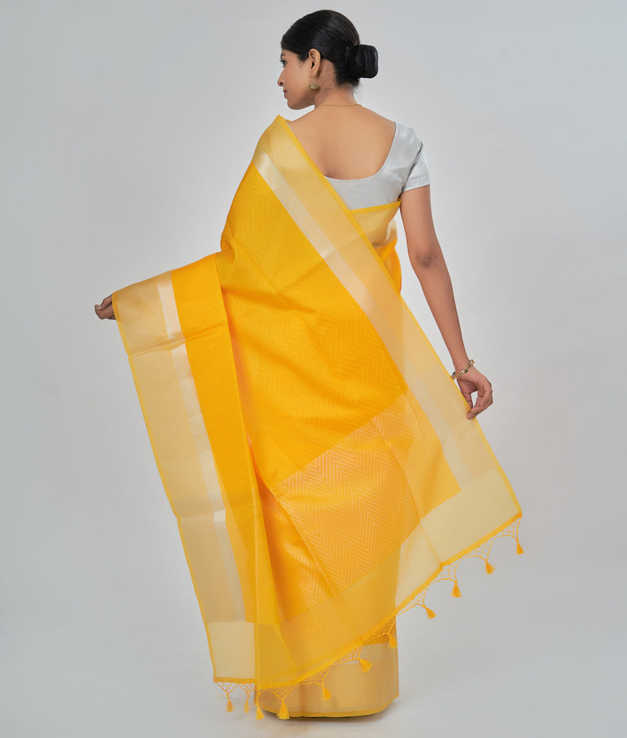 Yellow Cotton Saree - kaystore.in